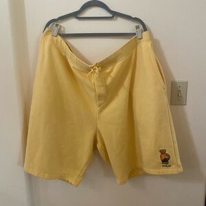 POLO RALPH LAUREN BIG AND TALL YELLOW FLEECE BEACH BALL TEDDY BEAR SHORT 4XB/4TG
